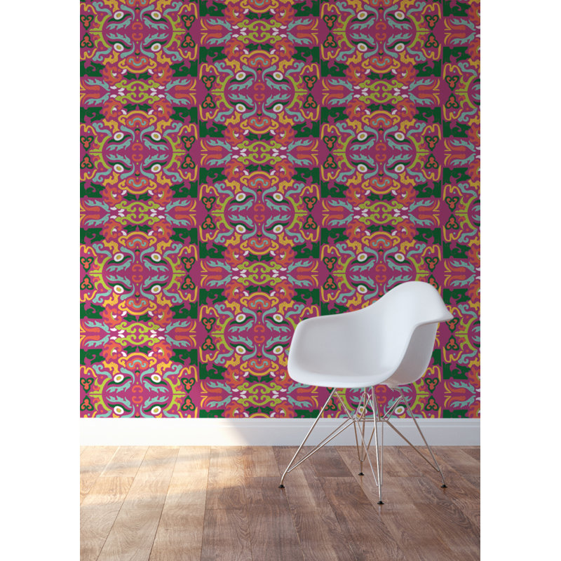 Shanghai Foo You Looking at 10' L x 24" W Wallpaper Roll, Carnival