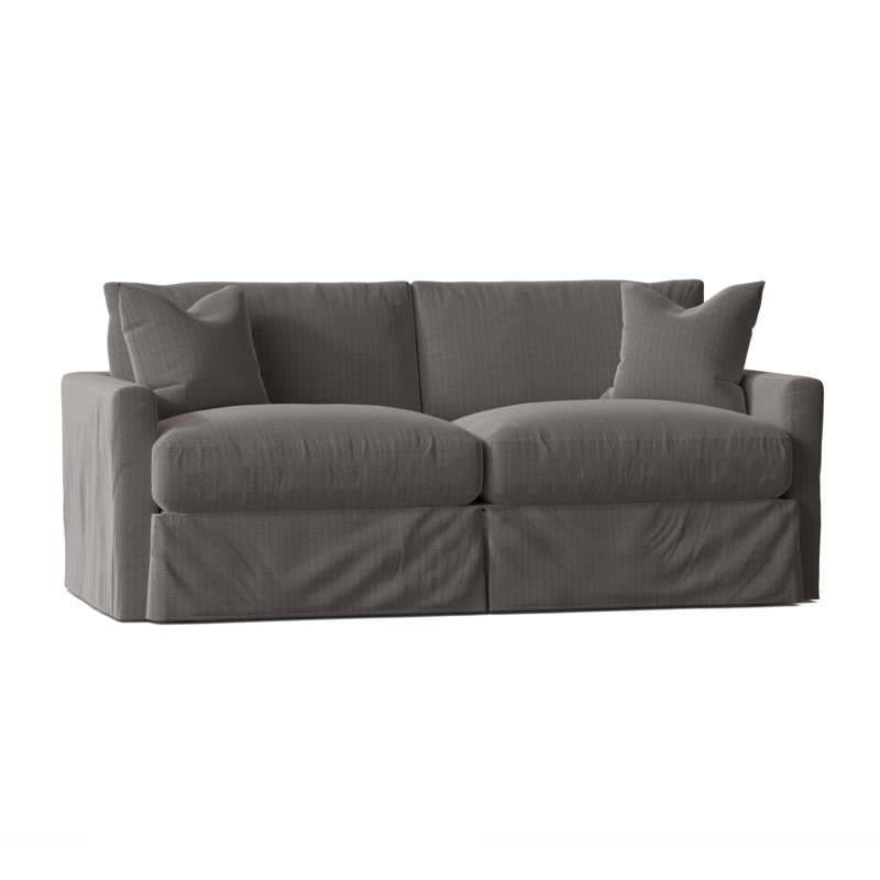 Canapé à accoudoirs carrés avec coussins réversibles de 84 po Hartig, Lin texturé gris anthracite Zuma