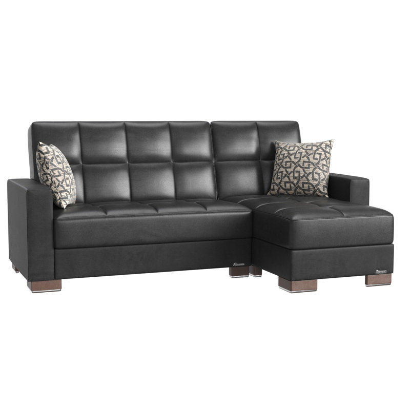 Chaise longue convertible avec rangement Primenest Nimbusflow, Noir