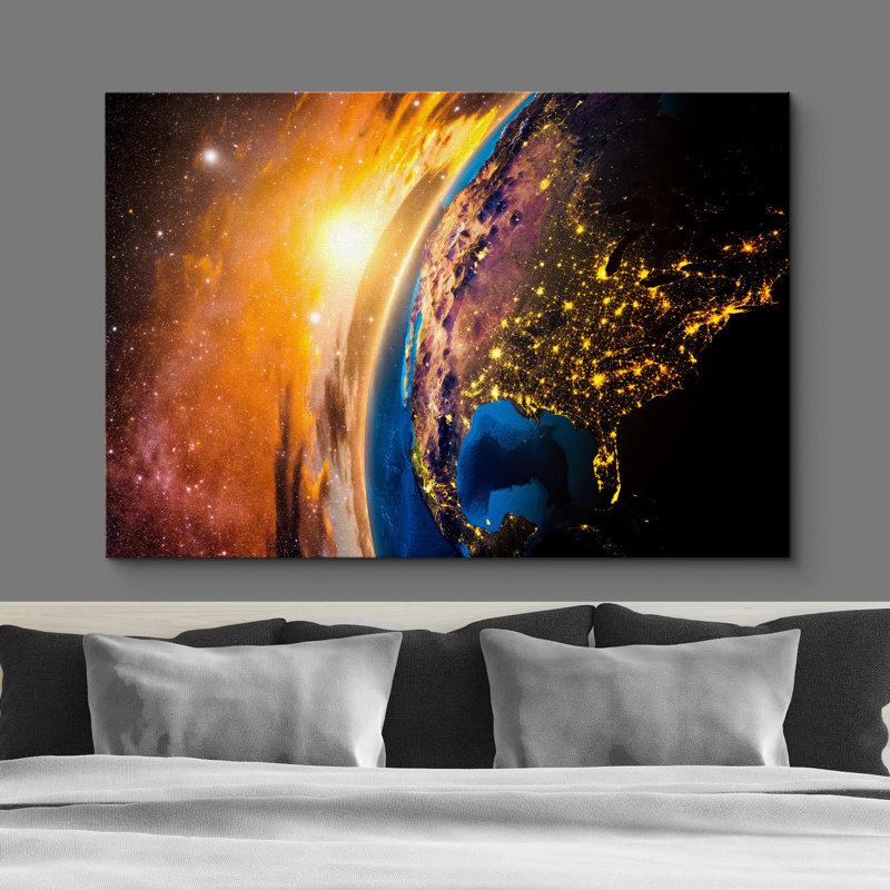 «Cosmic Planet Earth Horizon» sur, H 12 po x l 18 po