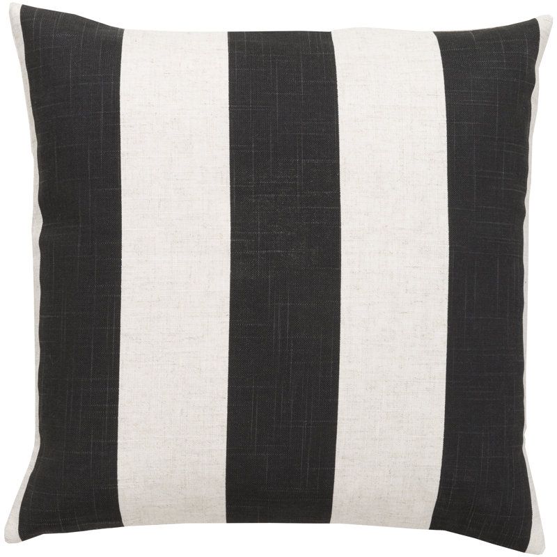Black and White Striped Cotton Polyester Pillow Cover