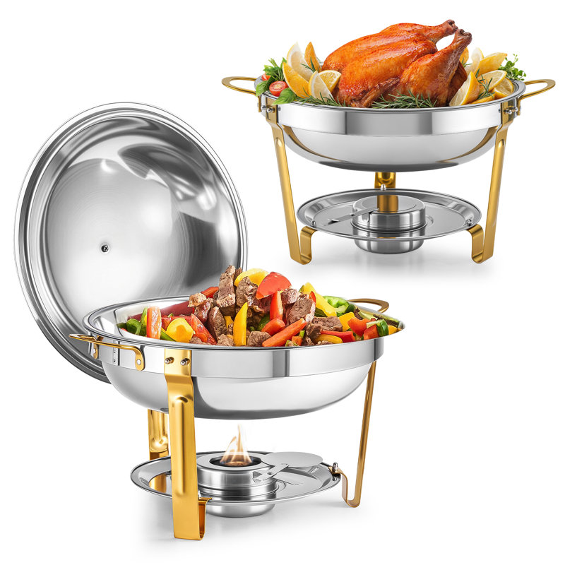 Paquet de 2 Ensemble de réchaud rond avec cadres pliables et porte-couvercles