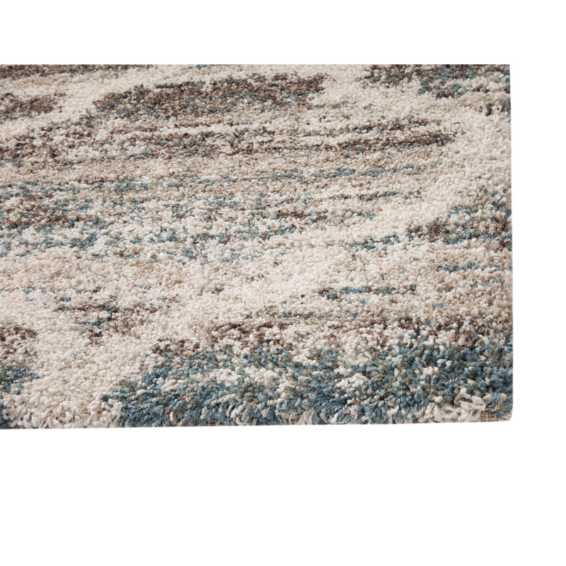 Tapis bleu / brun / brun clair à motif de treillis Granada