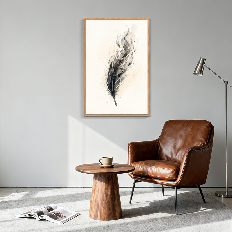 Ensemble de 1 tableau sur toile « Plumes », 48"H x 32"W, Natural