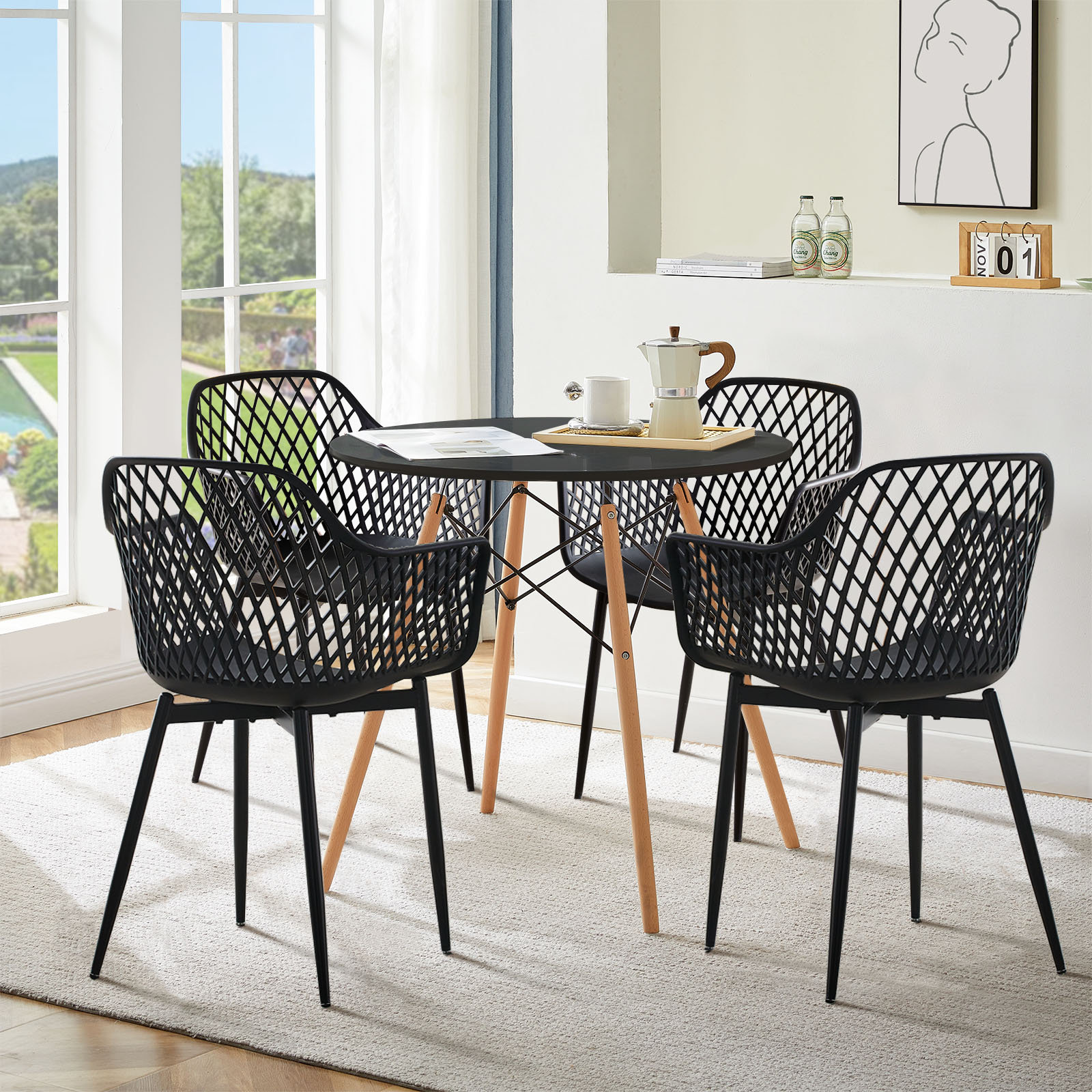 George Oliver Stylish Dining Room Table Set For 4, Elegant 5-Piece ...