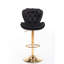 2 tabourets de bar, hauteur de levage mécanique réglable, repose-pieds et base, velours + pieds dorés, chaise de mode noire réglable, tabouret élégant