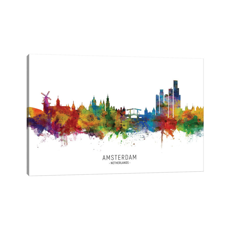Amsterdam Netherlands Skyline by Michael Tompsett - Wrapped Canvas Painting, 66.04 cm H x 45.72 cm W x 1.91 cm D