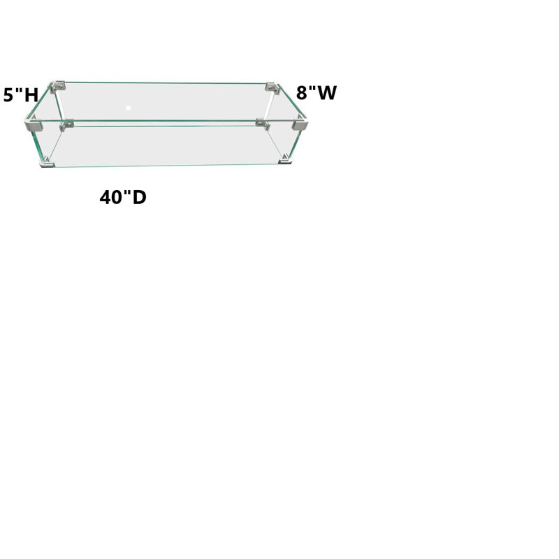 Rectangle Glass Fire Pit Accessory, 5" H x 28" W x 7" D