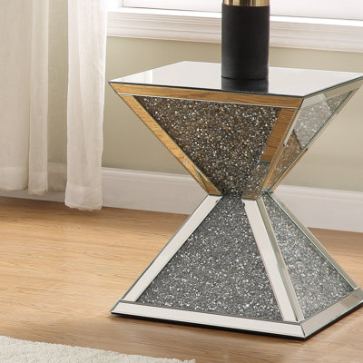Noralie Mirrored Glass Top End Table Set