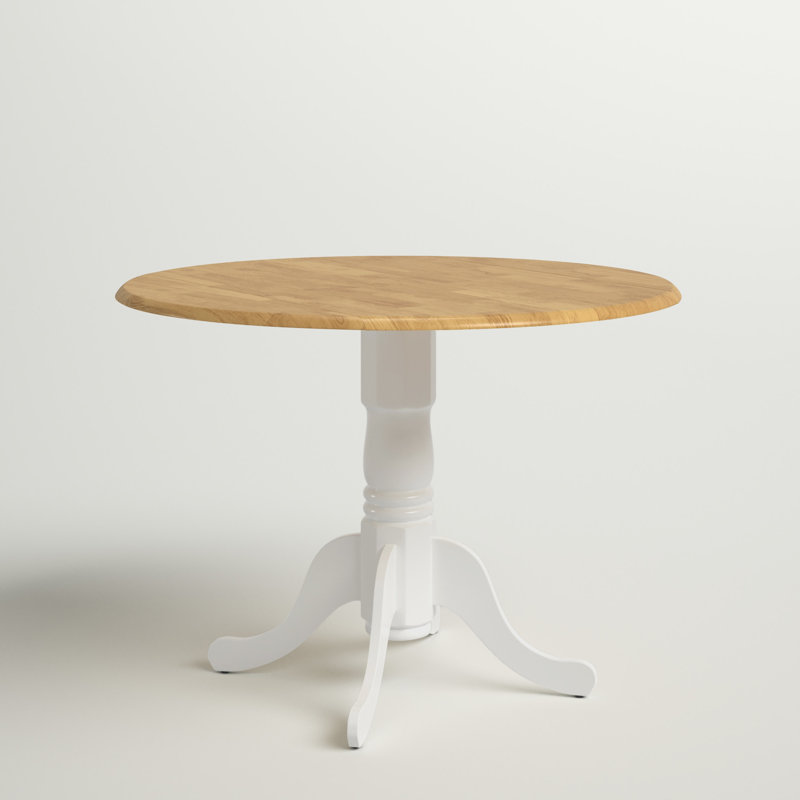 Philipston Extendable Round Solid Wood Dining Table, White, Natural