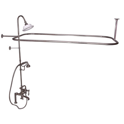 3 Handle Deck Clawfoot Tub Faucet with Diverter