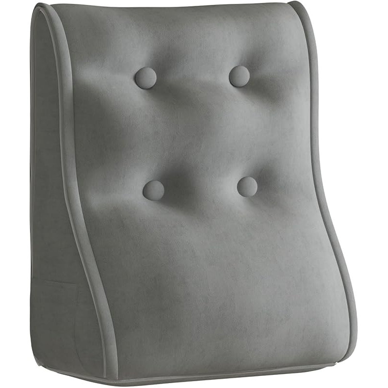 Sit-up Back Comfort Contour Wedge Pillow with Zipper Connector Headboard Velvet Reading Pillows for Sitting up In Bed Sofa Backrest Lumbar Support Cushion Compression