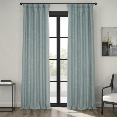 Ottis Faux Linen Room Darkening Curtain Panel 