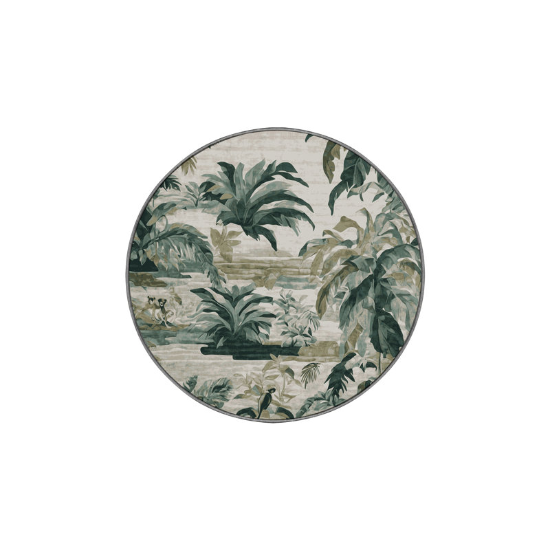 Tapis gris soyeux et moelleux, Rond 6 pi