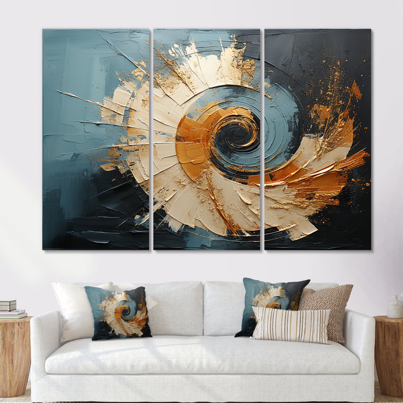 Désert mirage tourbillon Vortex I - ensemble d'art abstrait spirales abstraites, Toile tendue, H 32 po x l 48 po x P 1 po