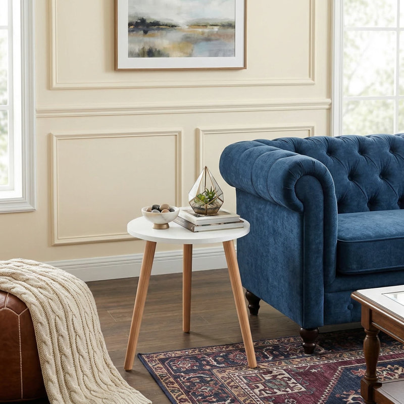 Modern 16 Inch Round End Table With Sturdy Stable Support Frame
