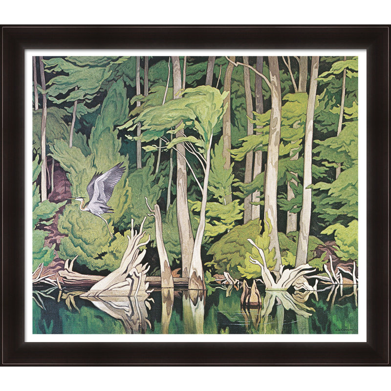 A.J. Casson LTD, groupe de sept «Blue Heron», reproduction d'art encadrée 28 po x 24 po