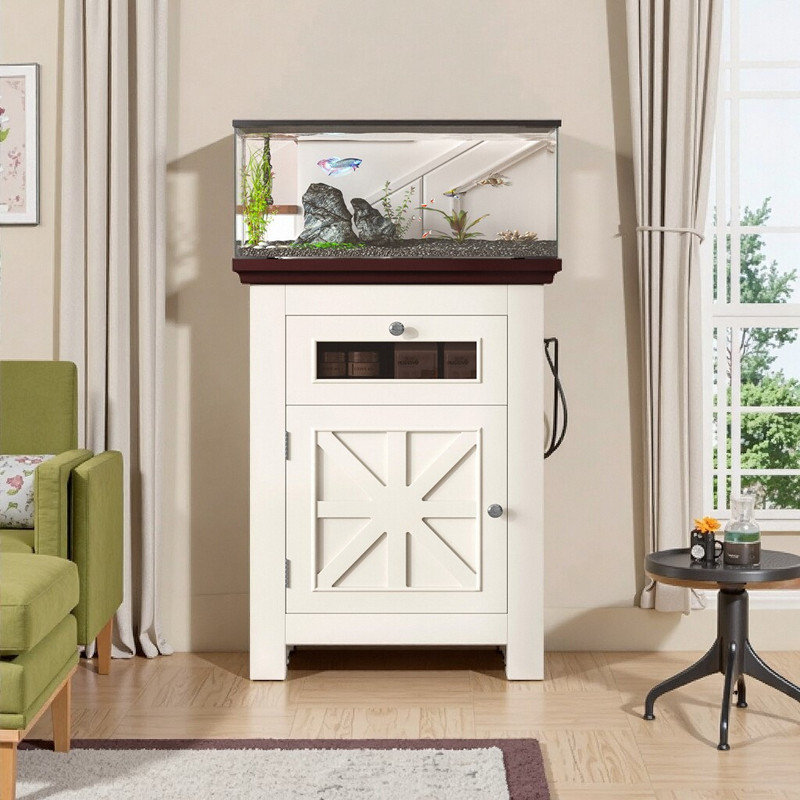 Support d'aquarium de 10 à 15 gallons avec prises de courant et capacité de rangement de 198 lb.