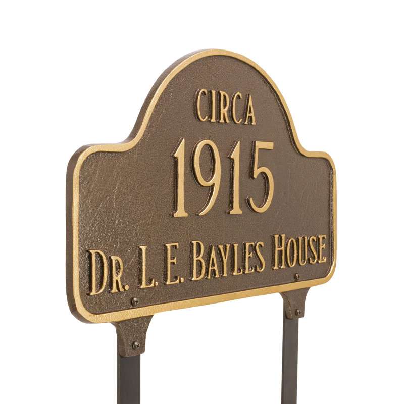Plaque d'adresse pour pelouse sur 3 lignes, Noir / Cuivre, Oui