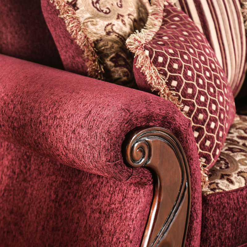 Aarn 72'' Upholstered Loveseat, Wine Polyester Blend