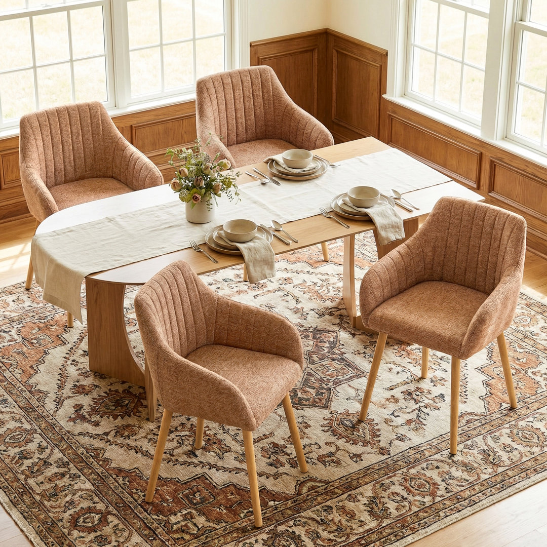 49.5cm H Upholstered Dining Chairs With Wooden Legs