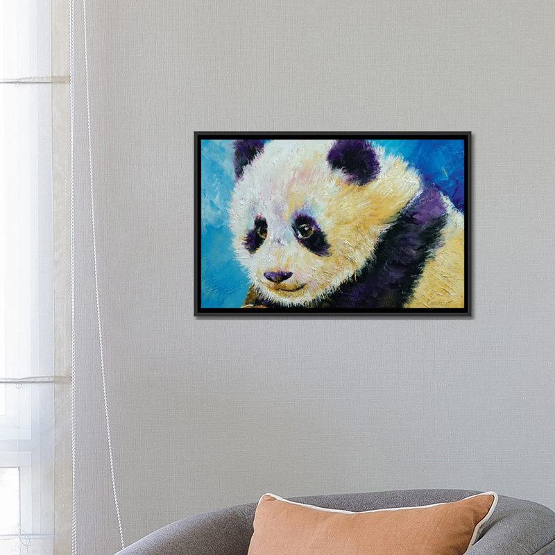 «Panda Cub» par Michael Creese - Estampe numérique sur toile tendue avec châssis, H 18 po x l 26 po x P 1,5 po, Pas de tapis