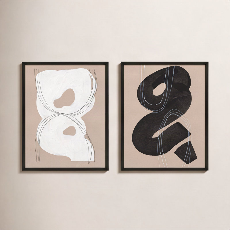 Free Form 5&9. Set Of 2 Painting by Andrea Stokes, 50" H x 40" W x 1.25" D, Black Wood