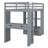 Leda Storage Loft Bed with Desk, Bookcase and LED Lights-2127575534-2127575532
