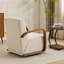 Fauteuil rembourré en mélange de lin, siège pivotant à 360 degrés pour petits espaces, design Mid-Century beige doux