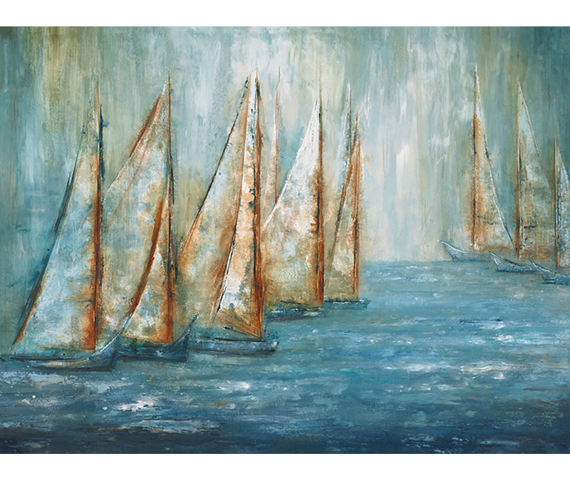 «Ocean Voyage» par Beverly Fuller - impression, Image au pinceau gel, H 47 po x l 63 po x P 1,5 po