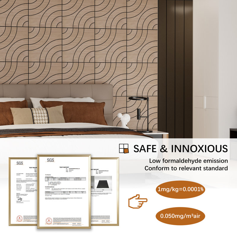 Panneau mural insonorisant circulaire 0,4 po x 24 po x 24 po noyer auto-adhésif (paquet de 4)