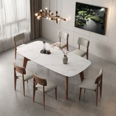 Modern and simple walnut colour dining table set