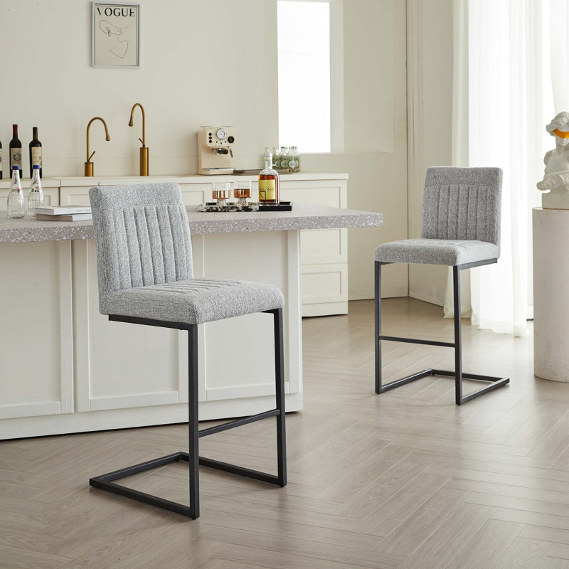 Bar Stool – Fabric Chair with Sturdy Metal Frame, Stylish & Comfortable Seating for Kitchen Island, Living Room & Pub,2 Sets
