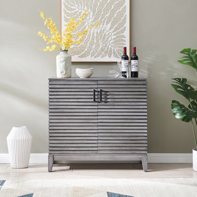 Gudbrand Distress Door Accent Cabinet, 36" Fluted 2-Door Mordern Sideboard