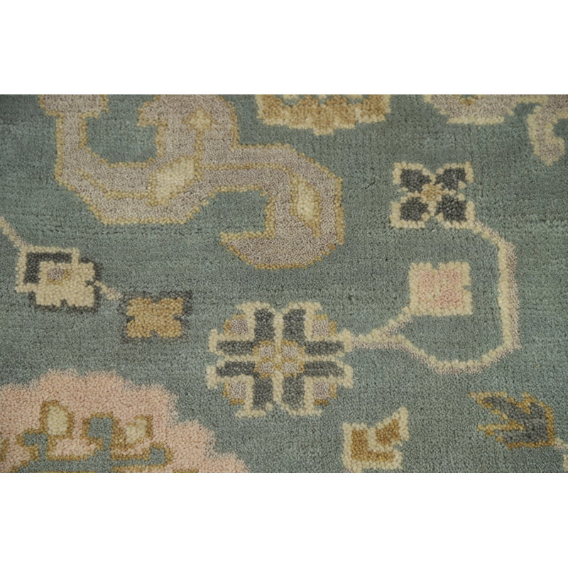 Tapis bleu bleu fait à la main Oushak 8 x 10