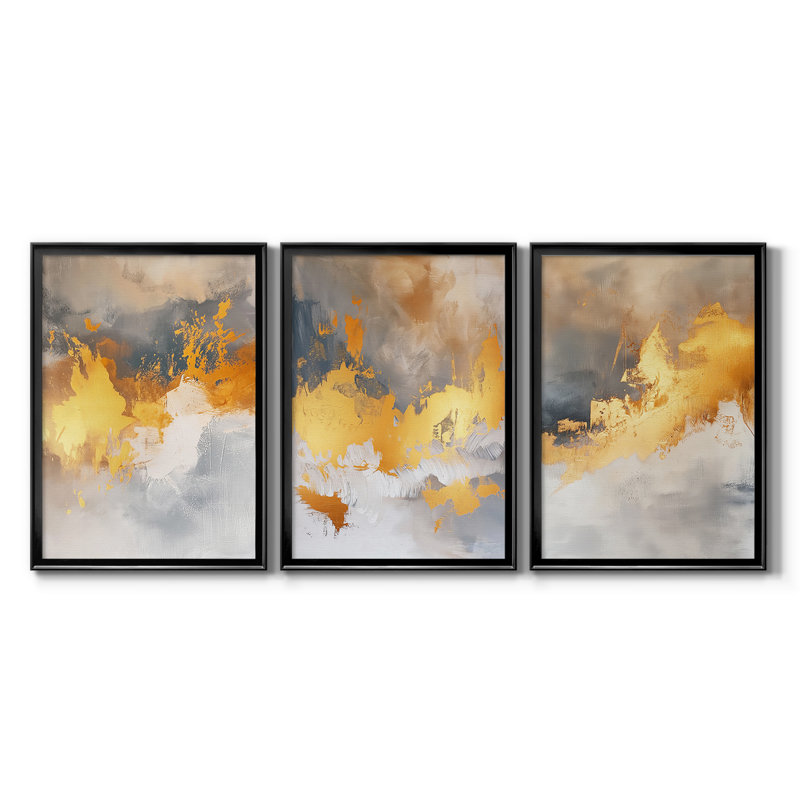 ABSTRACT Series CDLI - Toile sur châssis tendue avec châssis encadré - 3 pièces, H 21 po x l 30 po