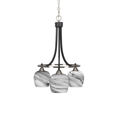 Lustre 3 lumières avec verre tourbillon onyx 6 "Paramount