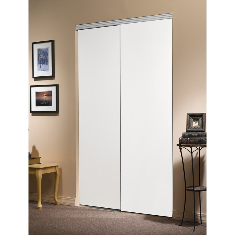 Solid Core Primed Sliding Closet Doors with Chrome Finish, 48" x 80"