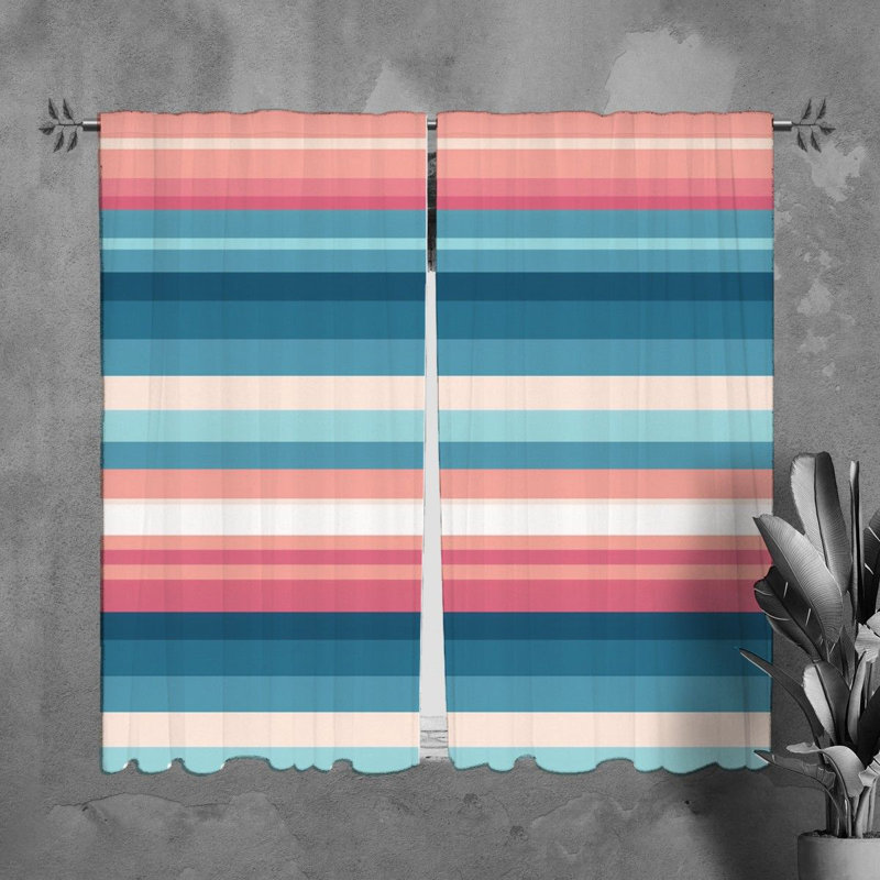 Rideaux de fenêtre horizontaux à motif bleu 7756, L 40 po x L 82 po