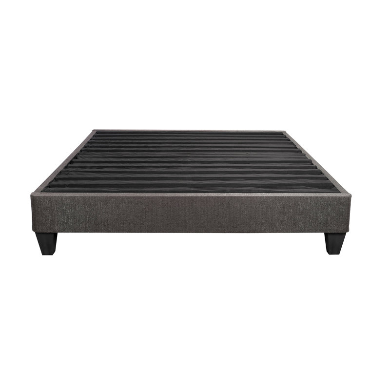 Contemporary 14 In. Platform Mattress Foundation,Upholstered Bed Base, Dark Gray, King