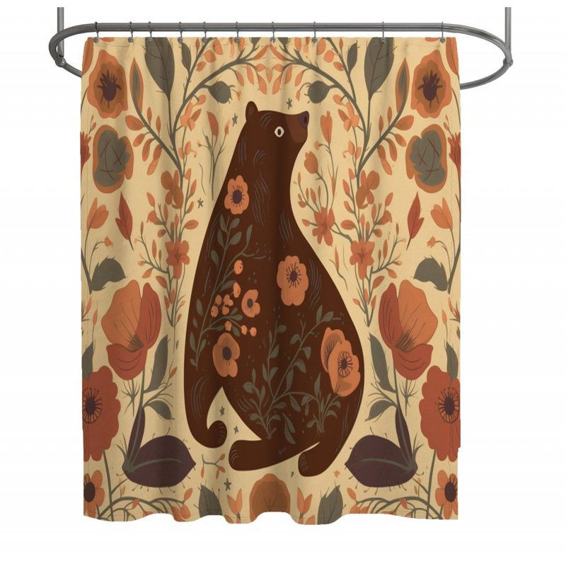 Bear Animal Shower Curtain, 73"H x 70"W
