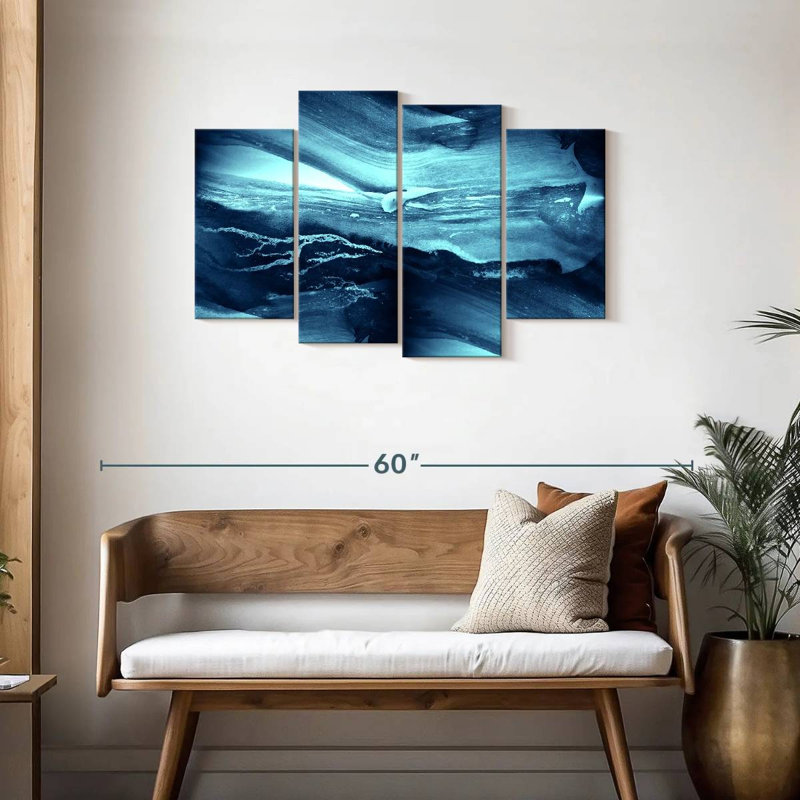 Sleek Abstract Waves, 27" H x 43" W