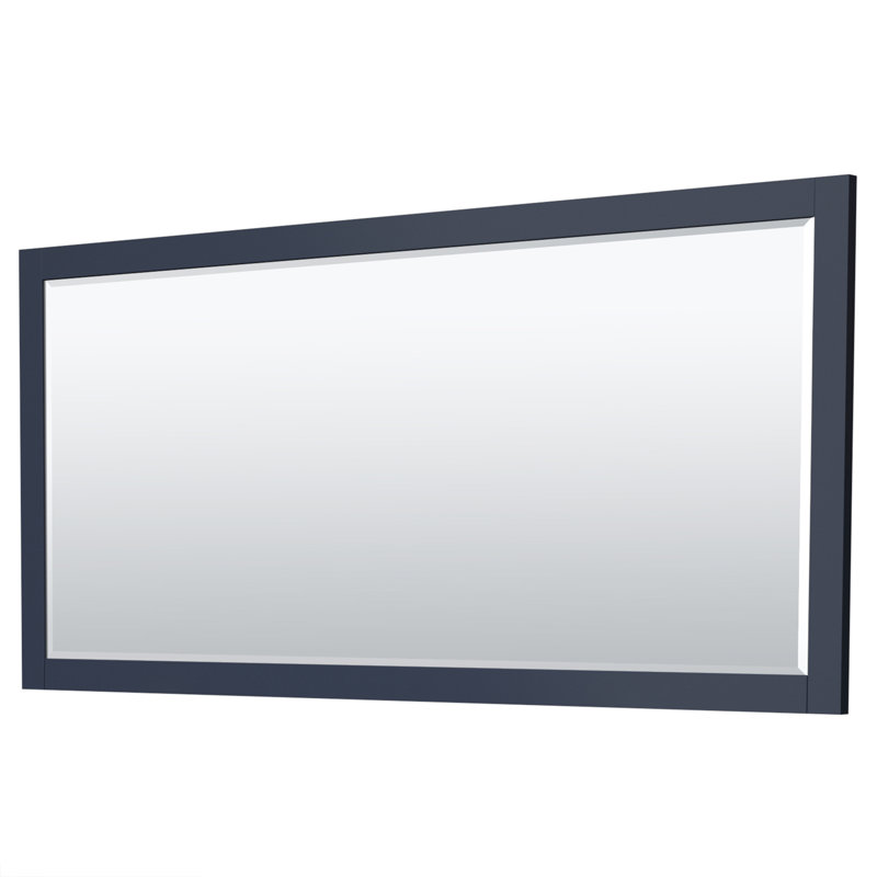Base de meuble-lavabo double autoportant 71 po avec miroir 70 po Miranda, Bleu foncé / or brossé