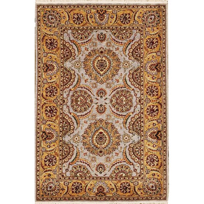 Tapis gris et doré de haute qualité noué à la main