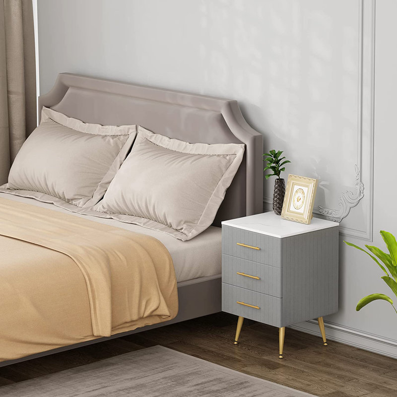 41cm W Manufactured Wood Bedside Table, Grey
