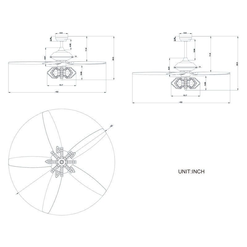 Wardle 52'' Ceiling Fan with Light Kit