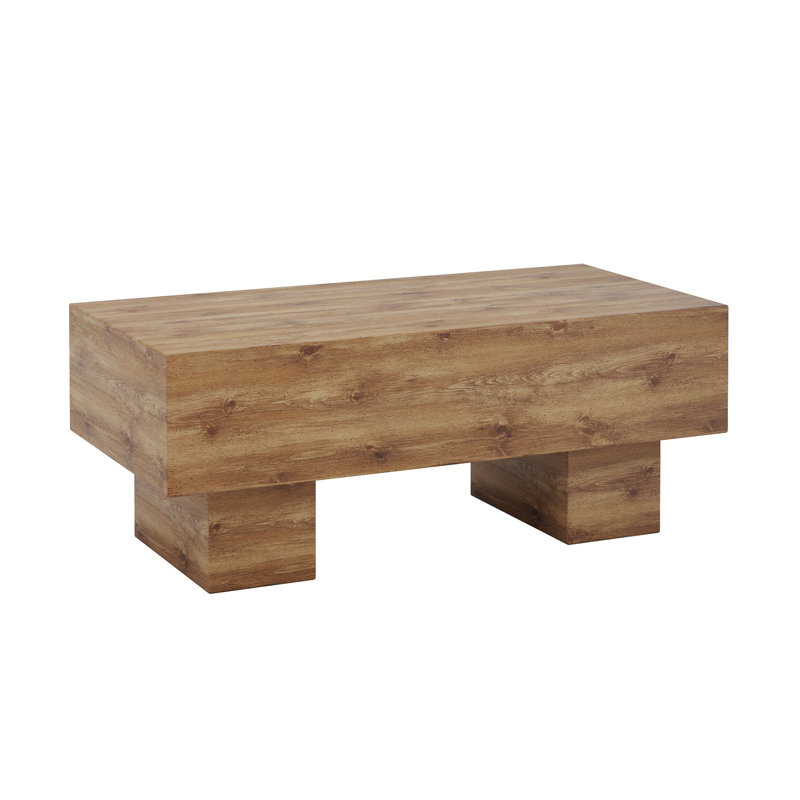 Table basse rectangulaire moderne en bois - Centre de table rustique en panneau de fibres à densité moyenne