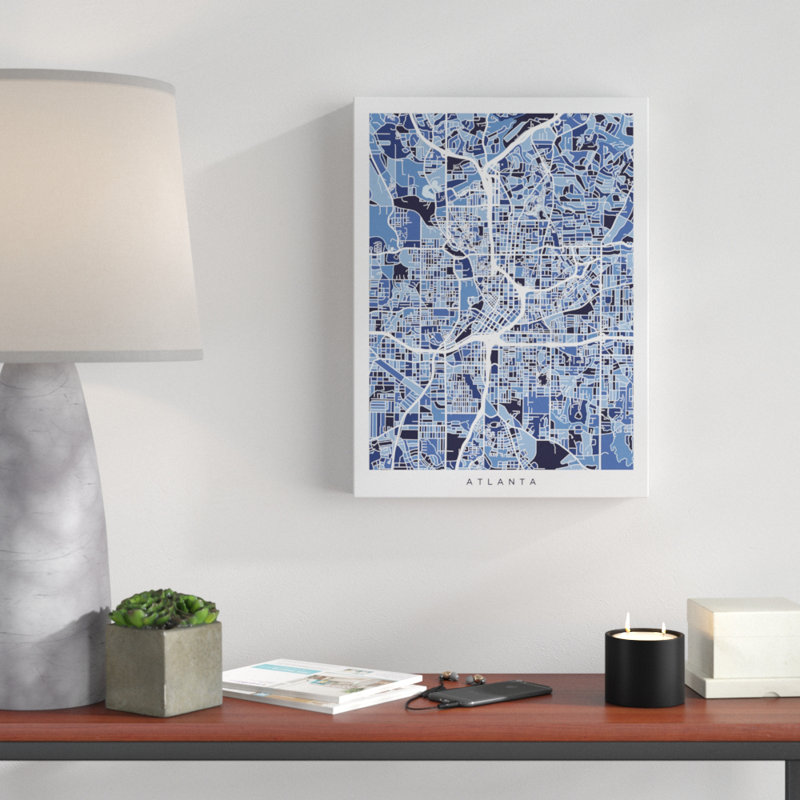 « atlanta georgia city map blue », impression sur toile tendue, H 47 po x l 35 po x P 2 po