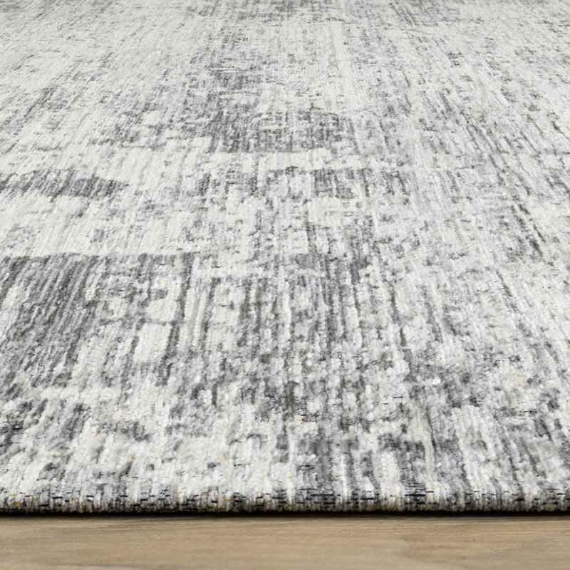 Emory Gray Border Flatweave Rug, Rectangle 5'1" x 7'7"