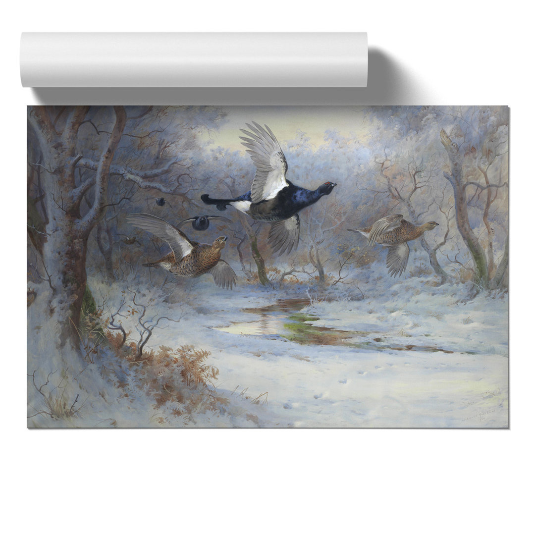 Blackcock and Grouse in Flight by Archibald Thorburn - Frameless Print